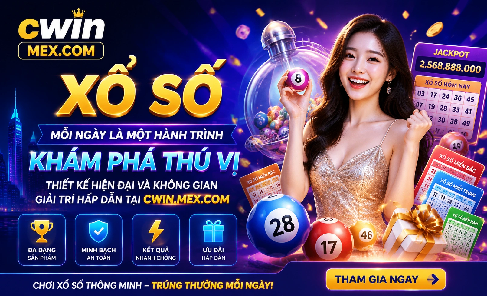 CWIN trải nghiệm mobile Xổ Số